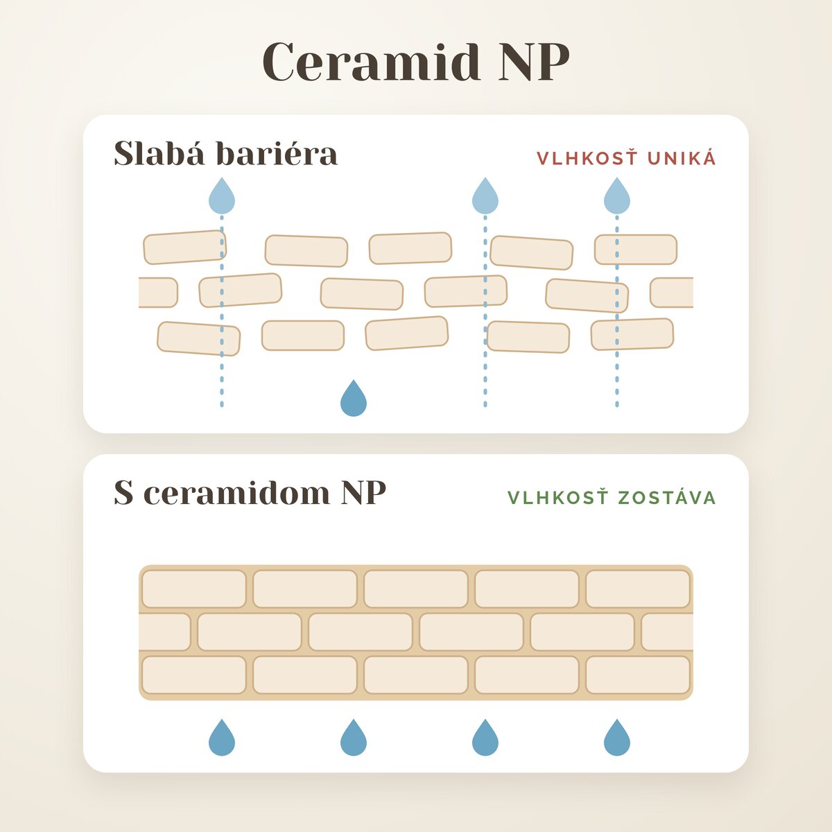 Ceramid NP spája kožné bunky do silnej bariéry, ktorá udržiava vlhkosť v pokožke